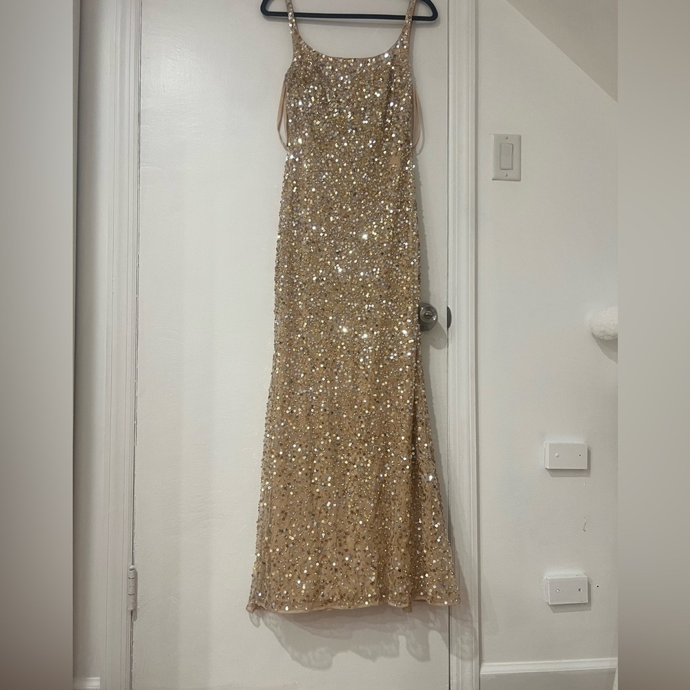 Mac Duggal Champagne Sequin Dress
